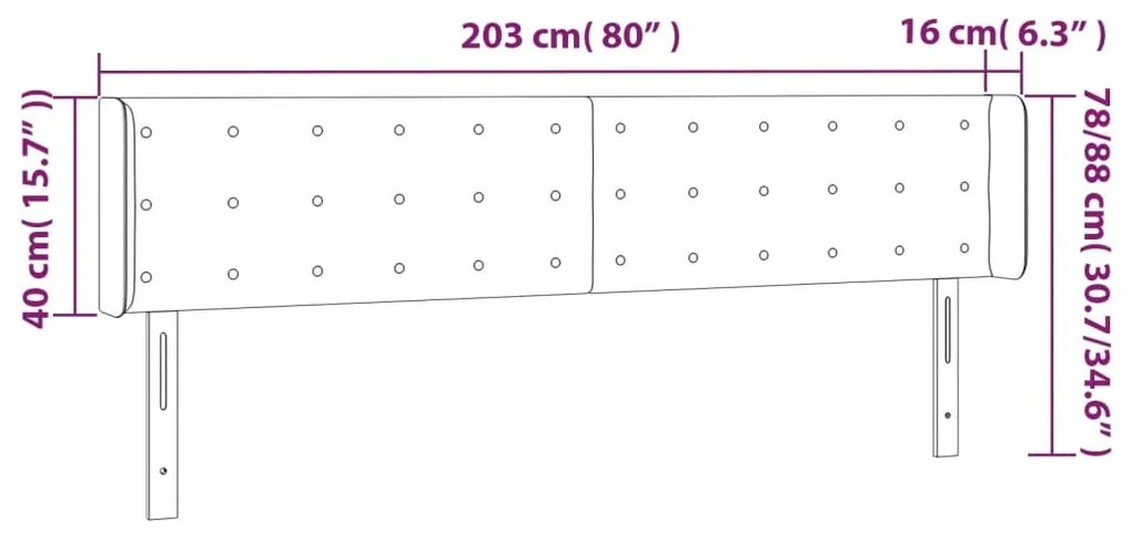 Tablie de pat cu LED, gri deschis, 203x16x78 88 cm, textil 1, Gri deschis, 203 x 16 x 78 88 cm