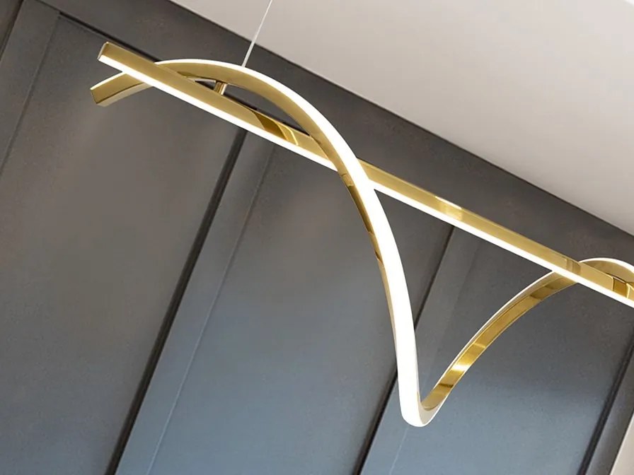 Lustra LED suspendata design modern Asure auriu