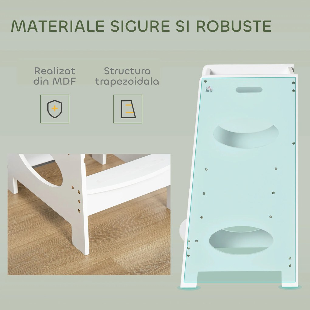 HOMCOM Turn de invatare Montessori pentru Copii, MDF, Alb | Aosom Romania