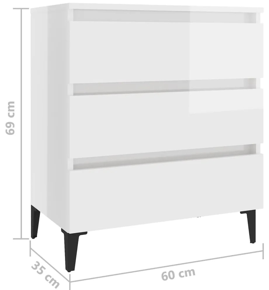 Servanta, alb extralucios, 60x35x69 cm, PAL 1, Alb foarte lucios