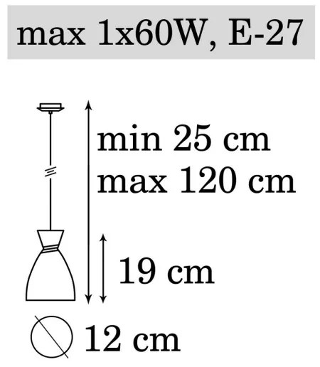Lustră pe cablu NAOMI 1xE27/60W/230V