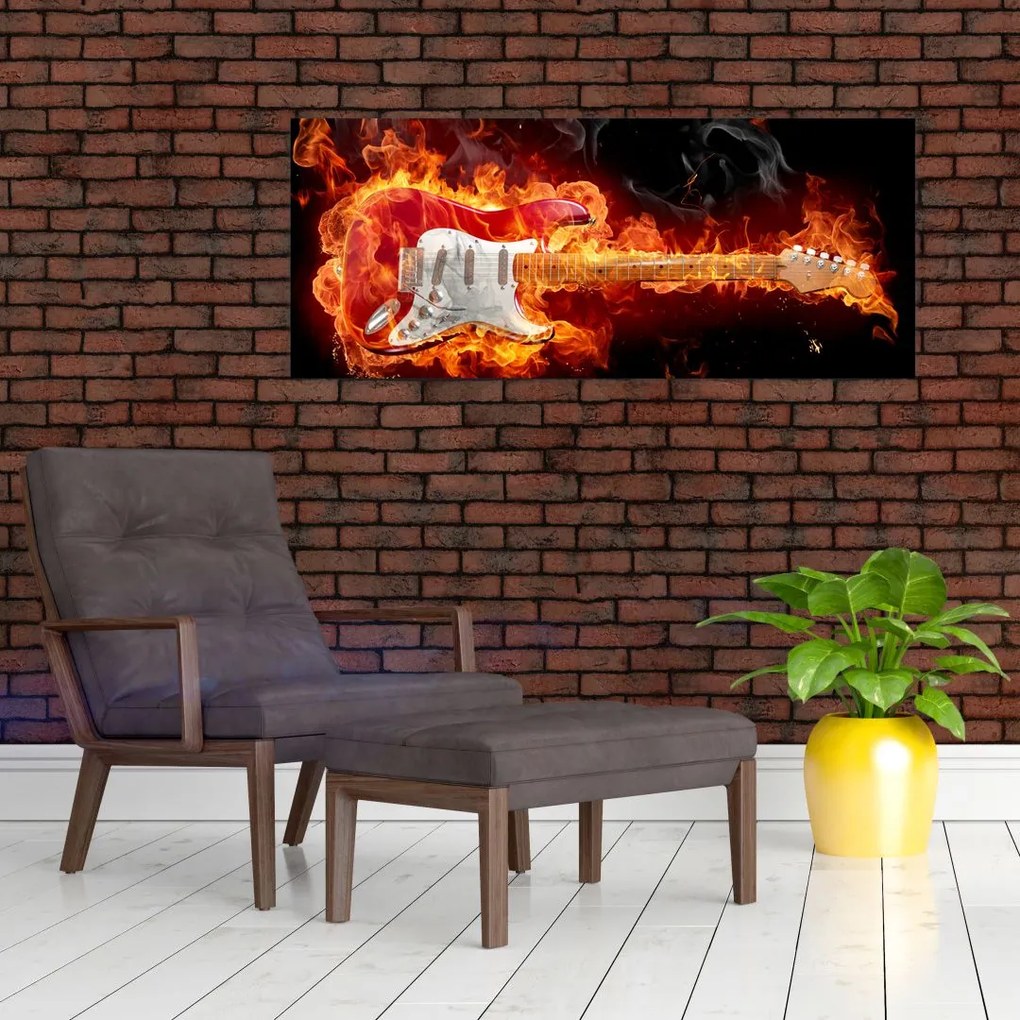 Tablou - Gtara în flăcări (120x50 cm)