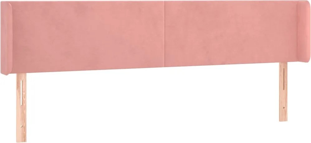 vidaXL Tăblie de pat cu aripioare roz 163x16x78/88 cm catifea
