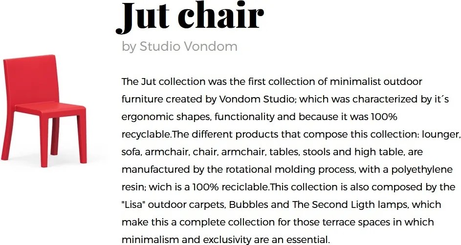 Set de 2 scaune de exterior / interior design modern premium JUT CHAIR 44409 Vondom