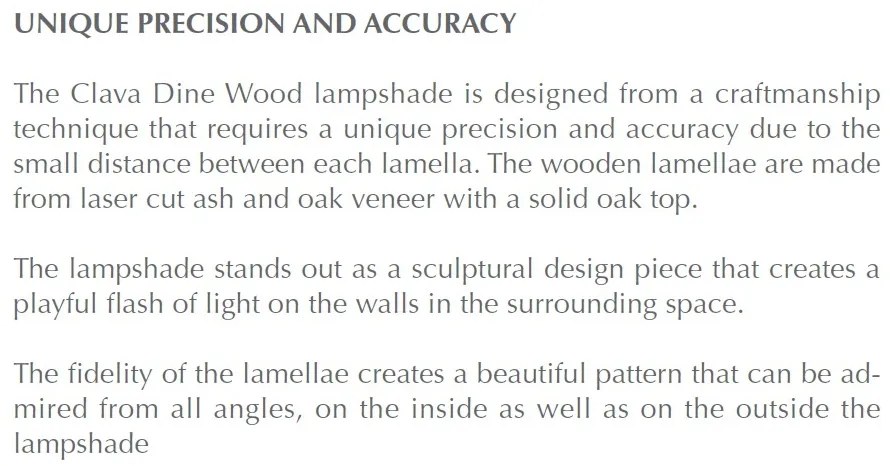 Abajur realizat manual din lemn Clava Dine Wood - dark oak ash 2344 VTC