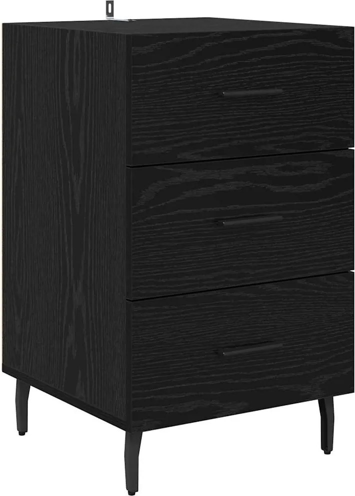 vidaXL Dulap de noapte Stejar Negru 40 x 40 x 66 cm Lemn compozit
