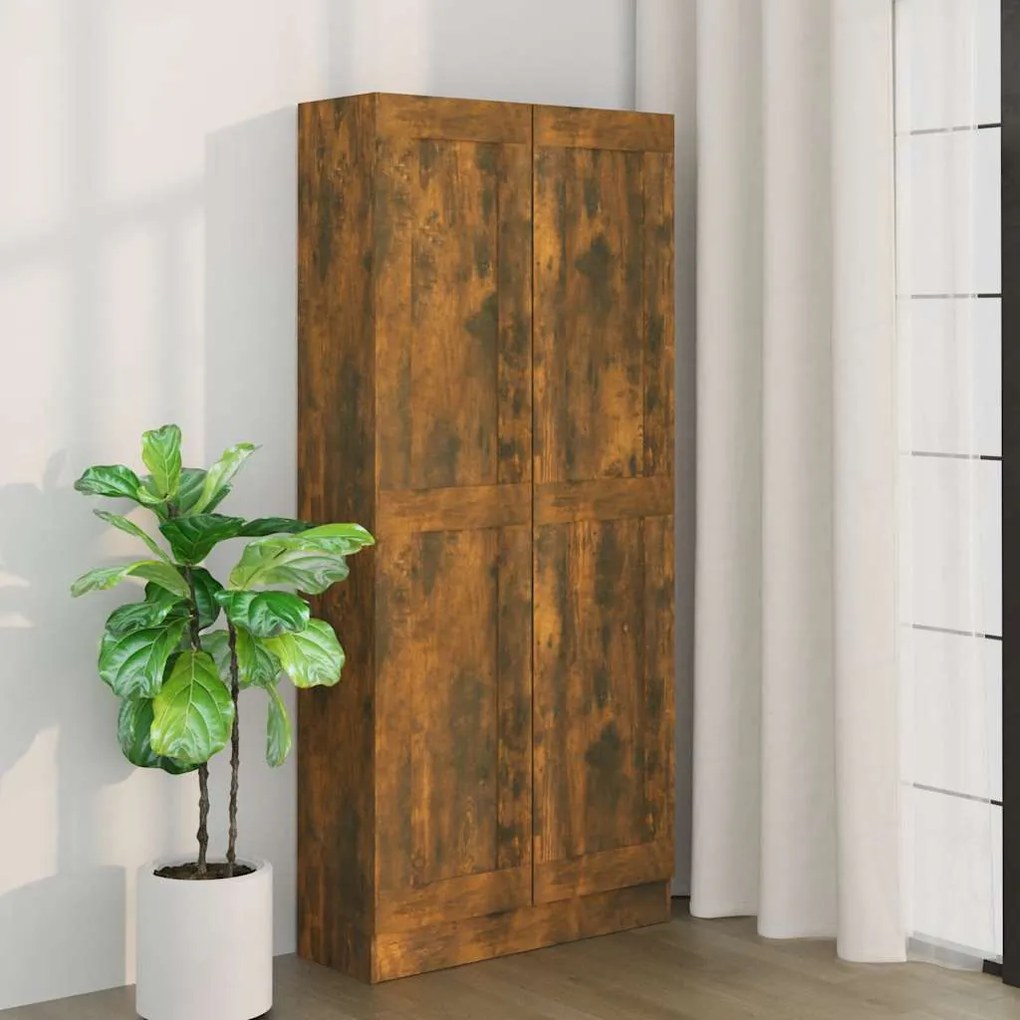 vidaXL Bibliotecă, stejar fumuriu, 82,5x30,5x185,5 cm, lemn prelucrat
