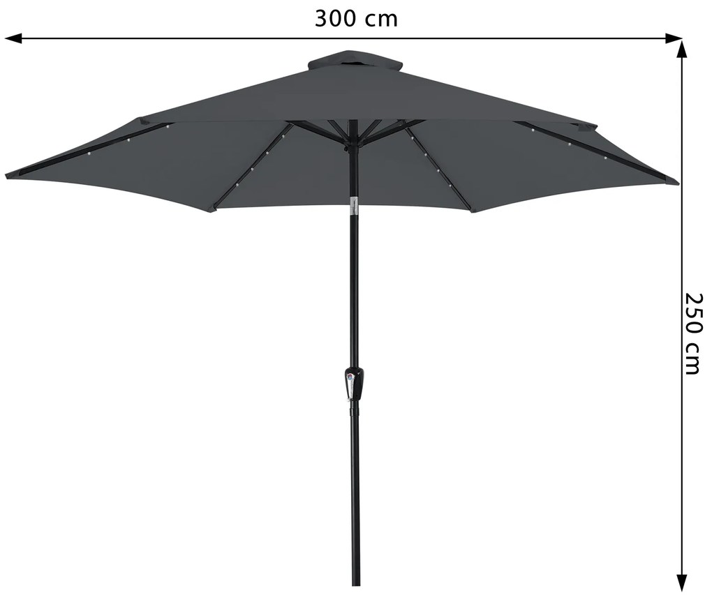 Deuba Umbrela de soare LED Florida Ø300 cm - antracit