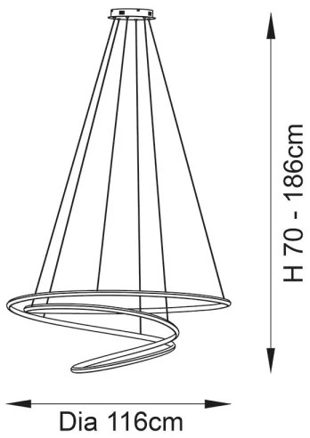 Endon 97645 - Lustră LED dimerizabilă pe cablu TWIRL LED/131W/230V 3000K, auriu