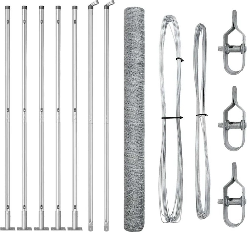 vidaXL Stâlp de gard. Argintiu 10 x 1,4 m (plasă de 50 mm) Oțel