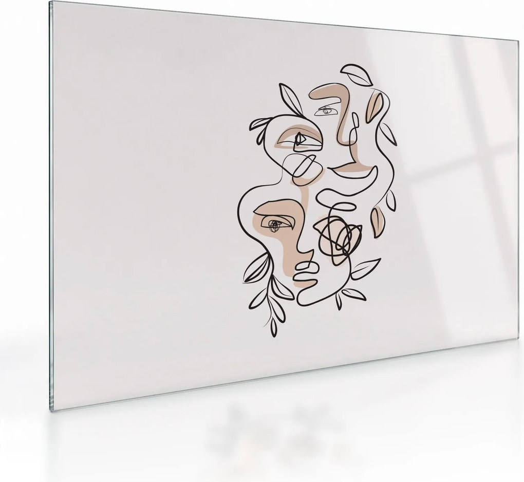 Tablou pe sticlă - Line art facials (70x50 cm)