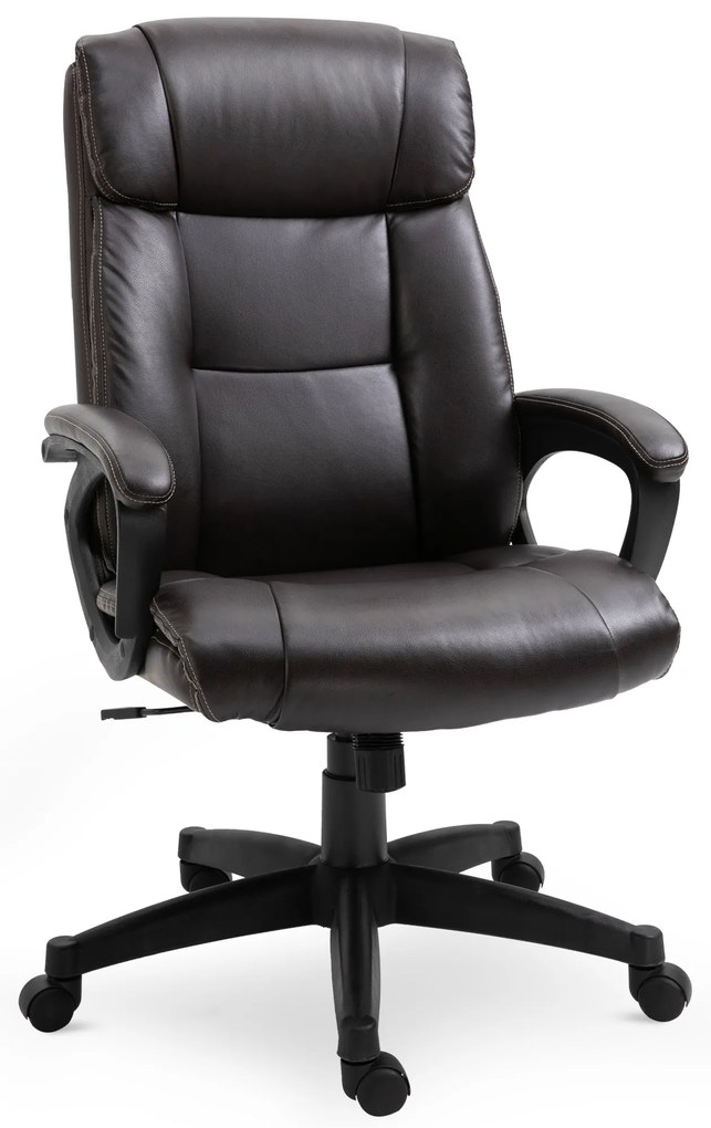 HOMCOM Fotoliu birou ergonomic reglabil cu roți pivotante 360°, tapițerie PU ciocolată, 64x73x106-115,5 cm | Aosom Romania