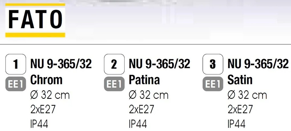 Plafoniera iluminat baie, protectie IP44, diametru 32cm, Fato satin chrome NU 9-365/32 satin OR