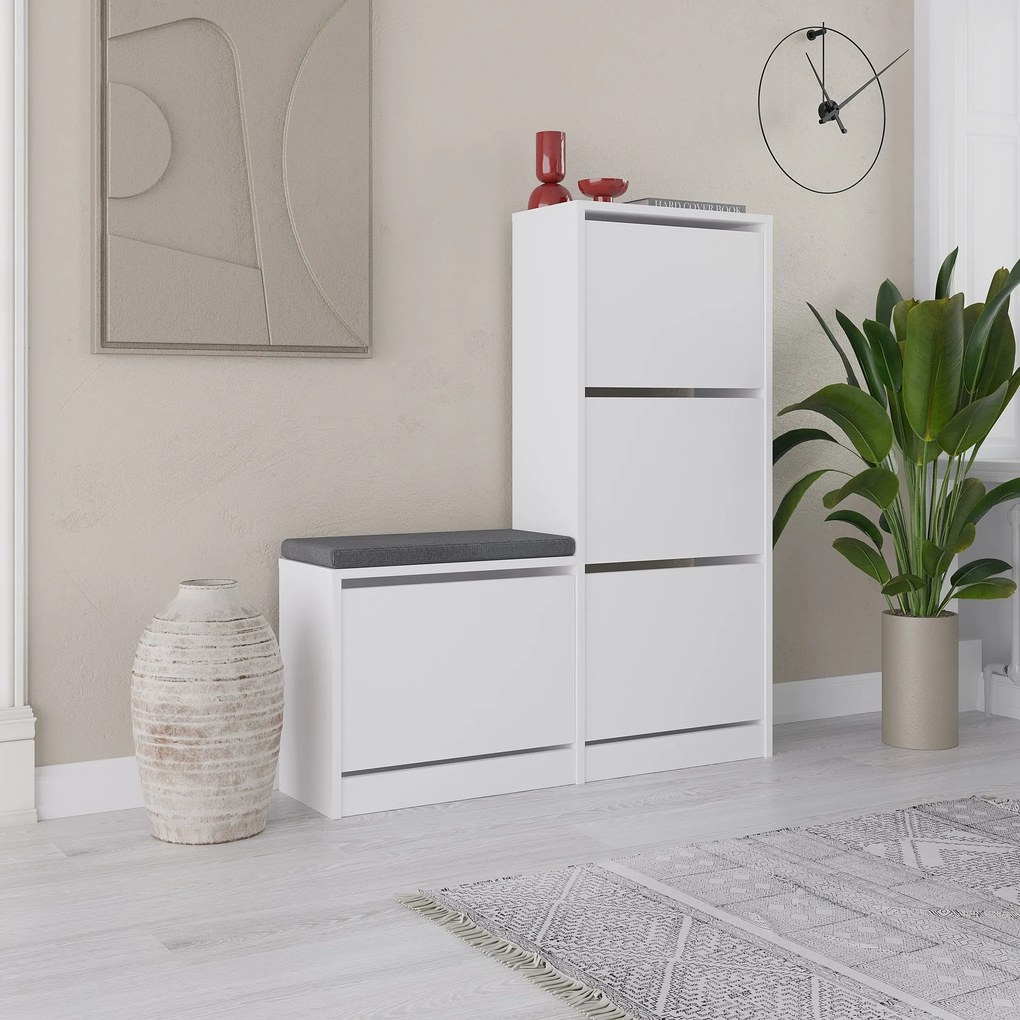 Dulap pentru pantofi, Hanah Home, Culoare: Alb