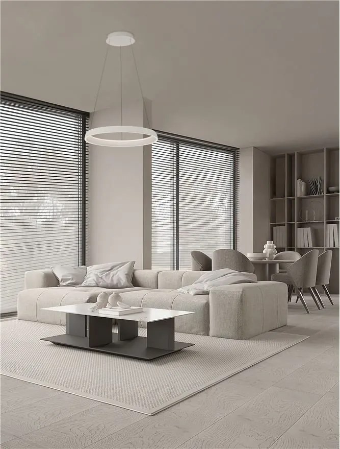 Lustra circulara aluminiu alb LED CCT OVIA 60cm