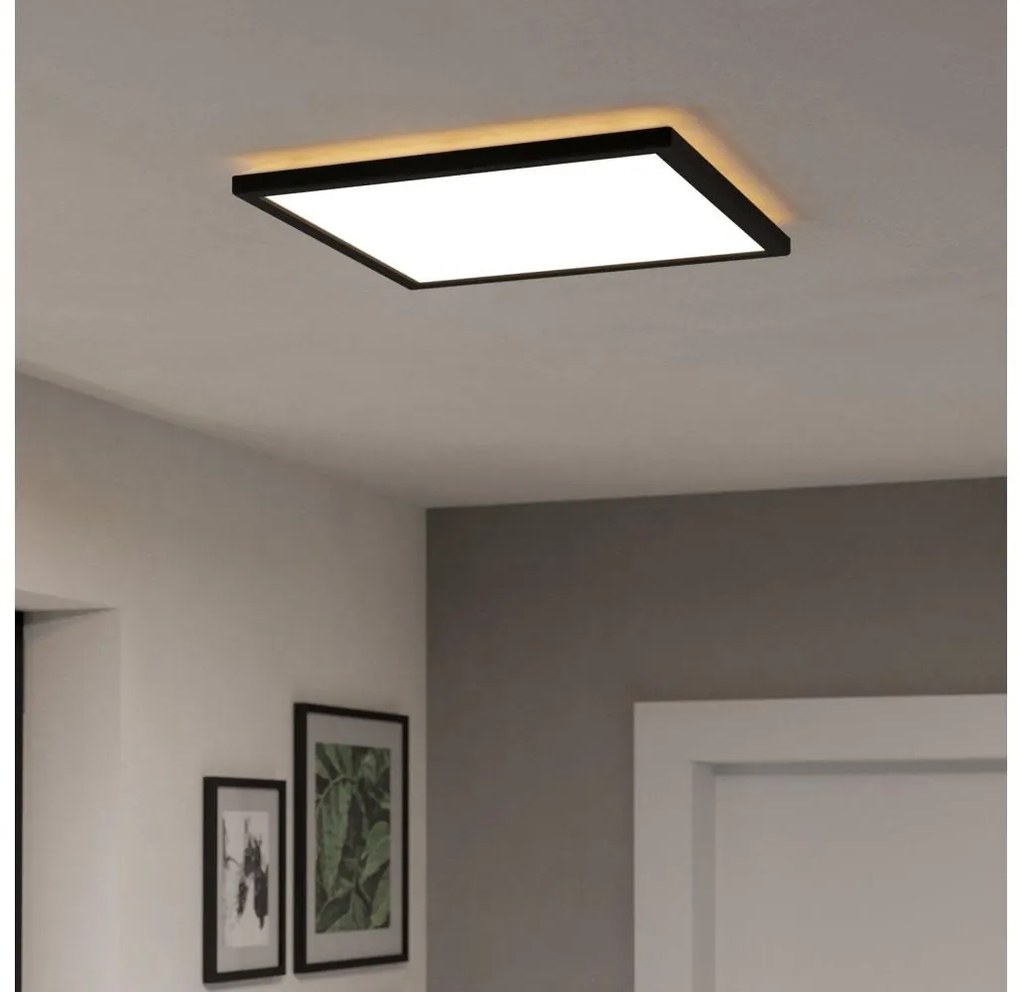 Plafonieră LED dimabilă de exterior Eglo 901456 ROVITO-R 17,6W/230V 39x39cm IP44 negru + telecomandă