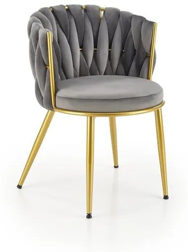 Scaun K517 velvet gri/auriu