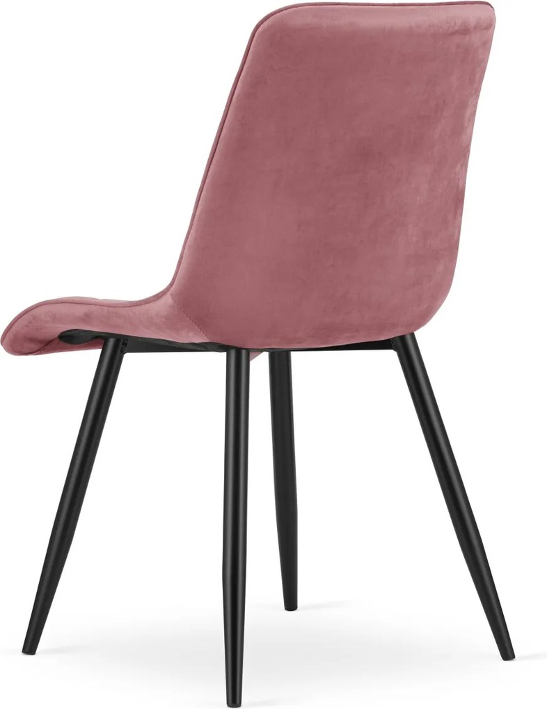 Scaun de masa SPLIT VELVET cu picioare negre, roz inchis