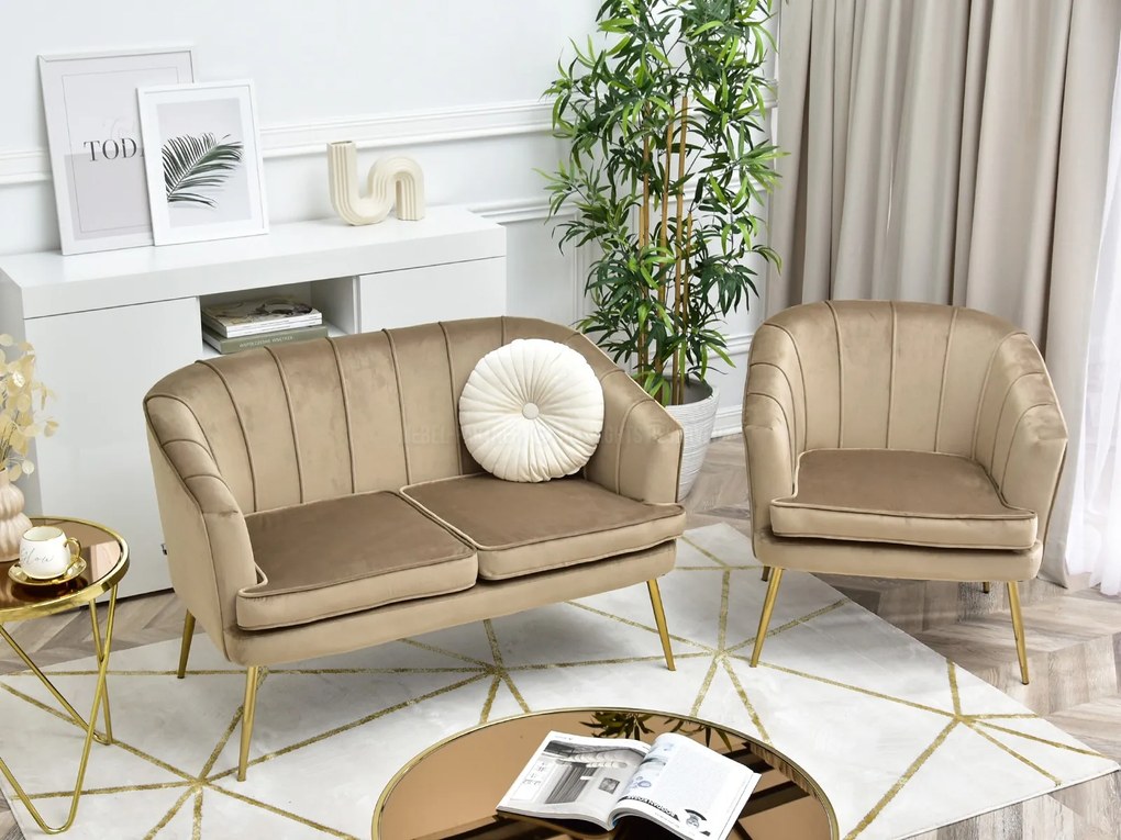 Canapea Etimee S (bej + auriu). Promo -15%. 1111388