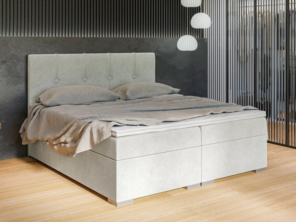 Pat de o persoană boxspring 120 cm Ruffy (gri deschis) (cu saltea și sp. depozitare). 1043445