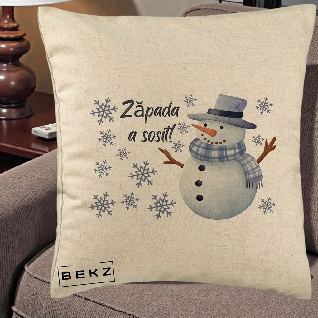 Perna Decorativa Zapada a Sosit Om de Zapada, 40x40 cm, Bej, Husa Detasabila, Perna Inclusa, BEKZ®
