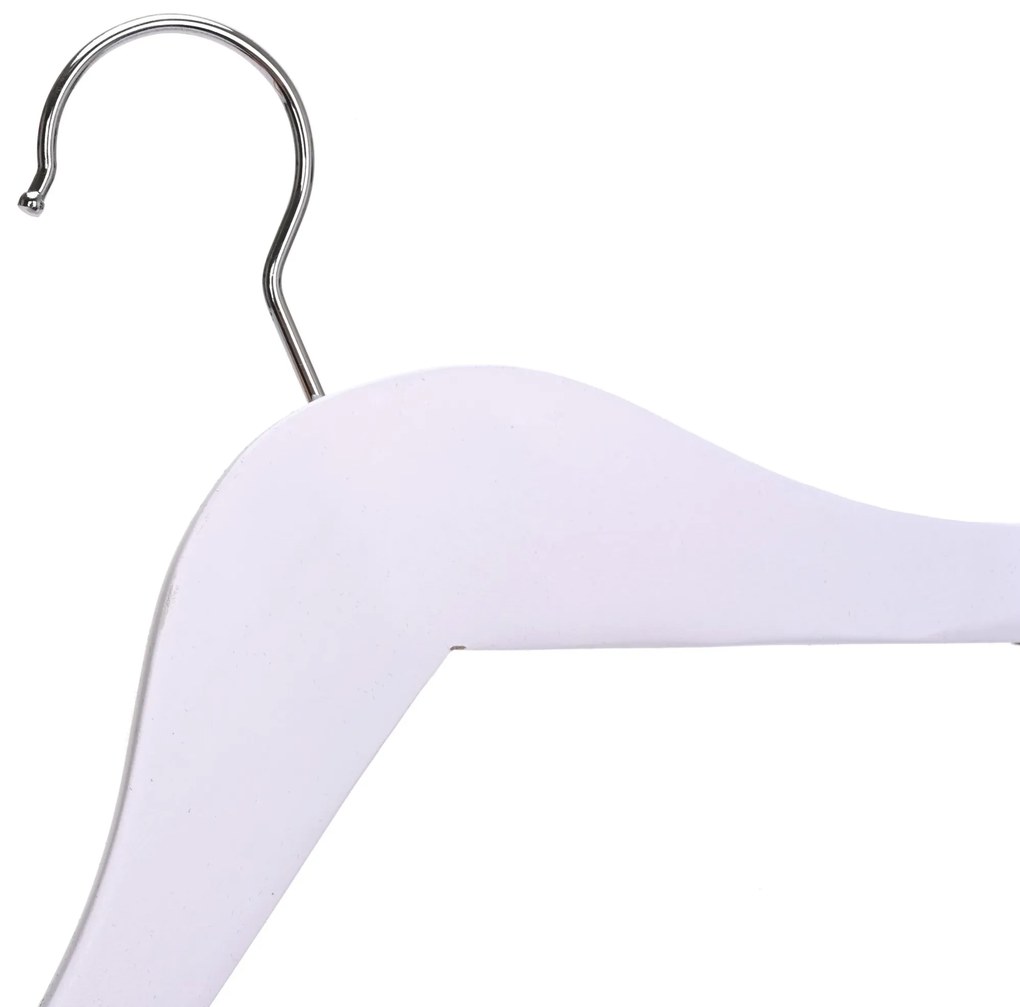 Umeraș Antialunecare din Lemn cu Carlig Metalic si Bara pentru Pantaloni, Bold Guard, UnicUtil, 45 x 5.5 x 22.5 cm, Alb, UUUM62