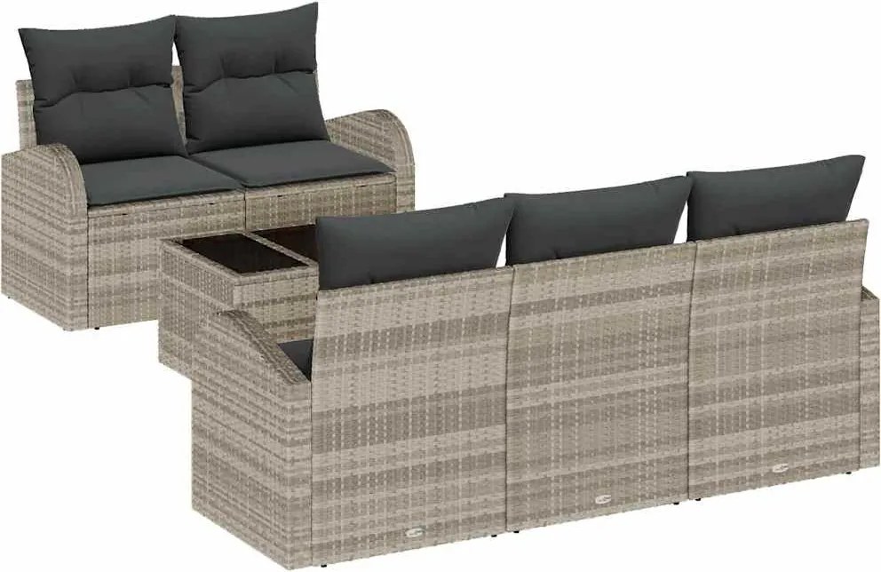 vidaXL Set de canapele pentru grădină 6 pcs Gri deschis și gri închis