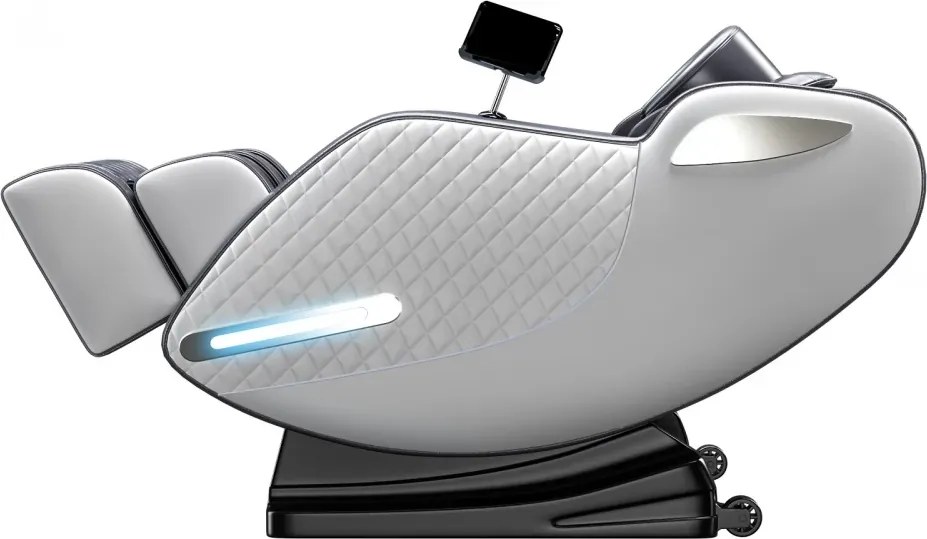 RESIGILAT- Fotoliu masaj IULIUS, Incalzire, Bluetooth, Display LCD, Ecran tactil color, Zero Gravity, 2 Boxe, Moduri Automate, Reglarea intensității masajului, Piele PU Premium, Gri