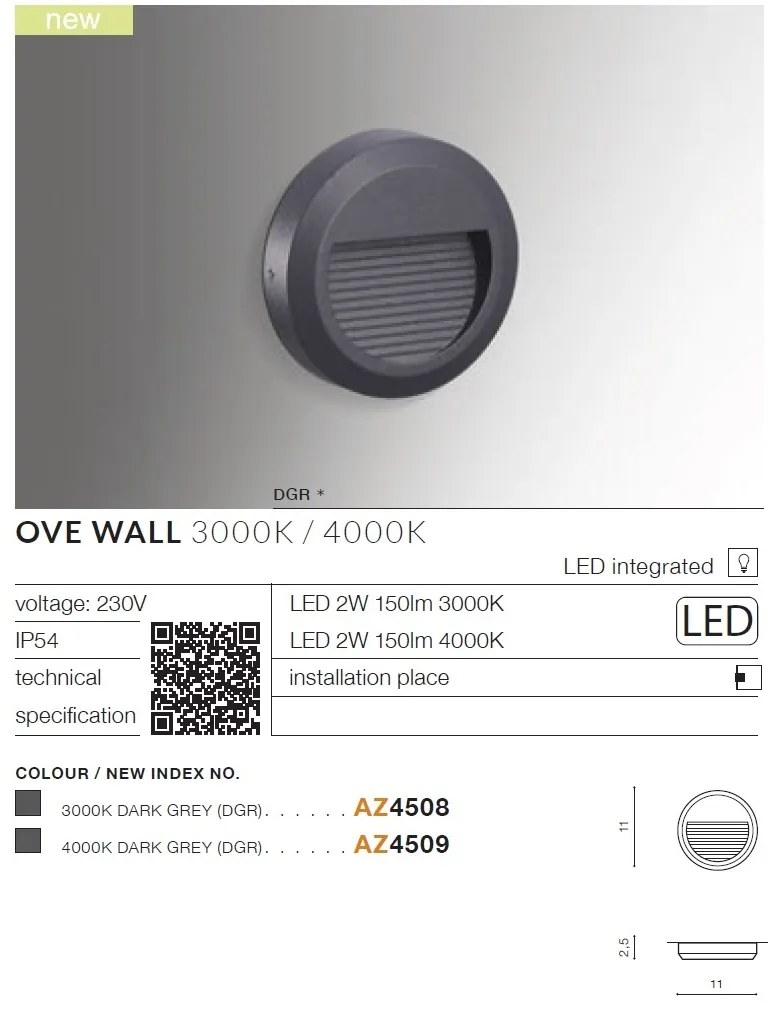 Spot LED de exterior ambiental IP54 OVE gri 4000K
