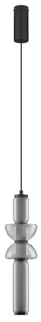 Pendul LED modern, Metal, Negru, Sticla, Fumurie, Ulon