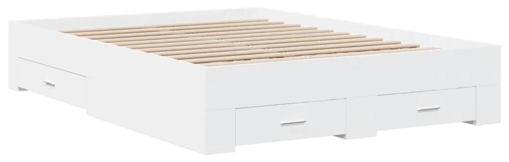 3280391 vidaXL Cadru de pat cu sertare, alb, 120x200 cm, lemn prelucrat