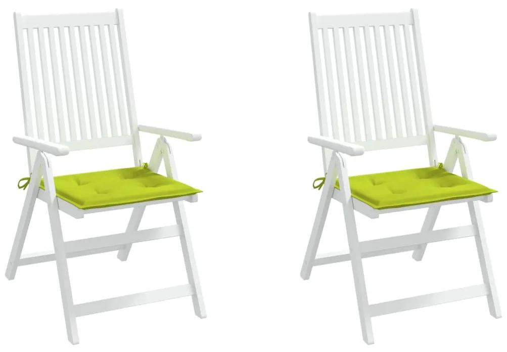 Perne scaun gradina, 2 buc., verde aprins, 40x40x3 cm, textil 2, verde aprins, 40 x 40 x 3 cm