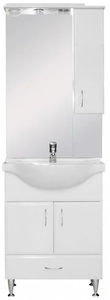 Mobilier complet de baie Bianca Plus 65, alb lucios, deschidere pe dreapta