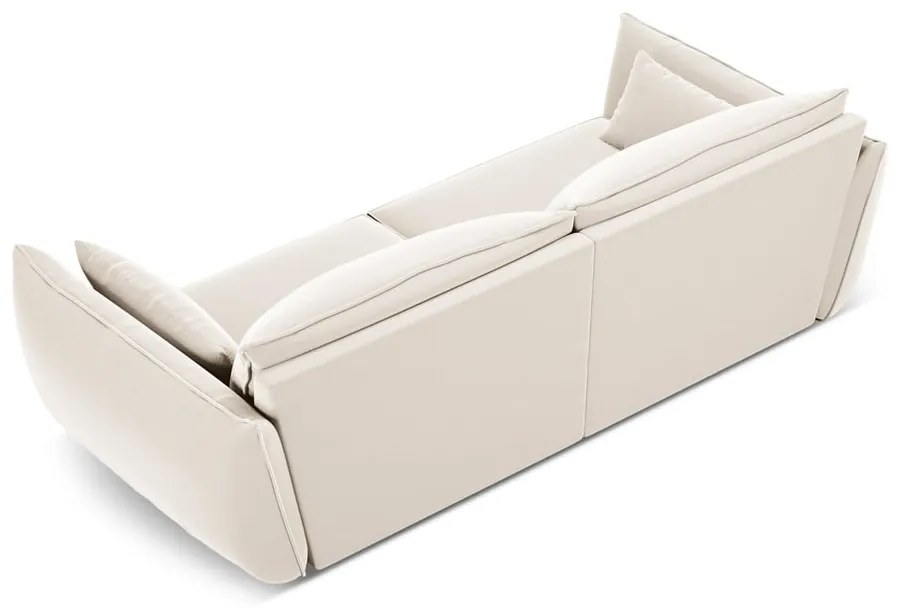 Canapea bej cu tapițerie din catifea 208 cm Vanda – Mazzini Sofas