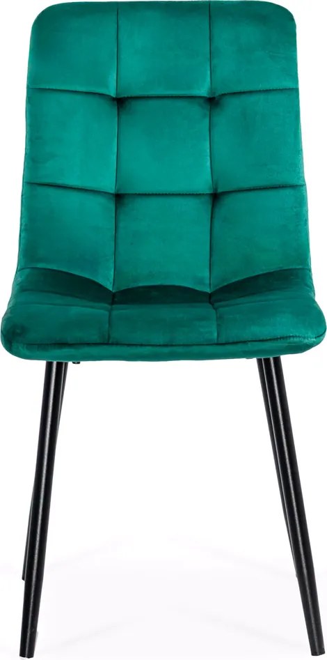Scaun living din catifea cu cadru negru BUC 211 verde