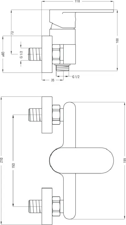 ALPINIA Baterie dus crom Deante BGA_040M
