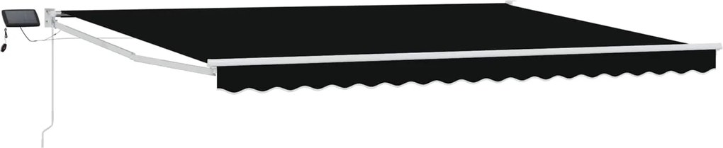 vidaXL Marchiză retractabilă manuală cu led-uri Negru 4 × 3 m