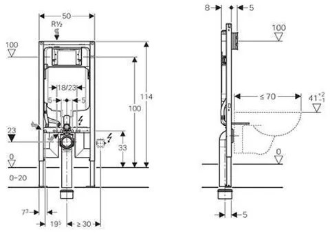 Rezervor wc incastrat Geberit, Duofix, pentru WC suspendat, cu rezervor Sigma, 8 cm (UP720)