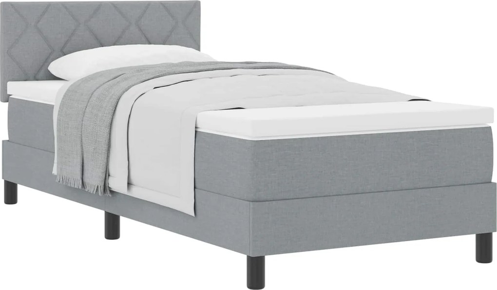 vidaXL Pat cu arcuri cu saltea Gri deschis 100 x 200 cm țesătură