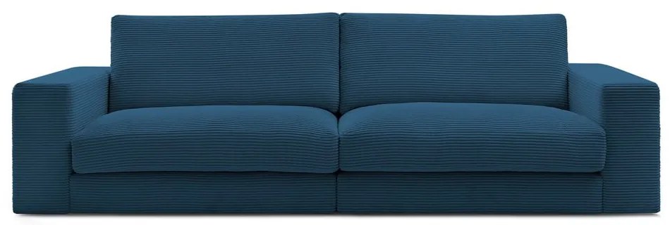 Canapea albastru-închis cu tapițerie din catifea reiată 274 cm Leonard – Bobochic Paris