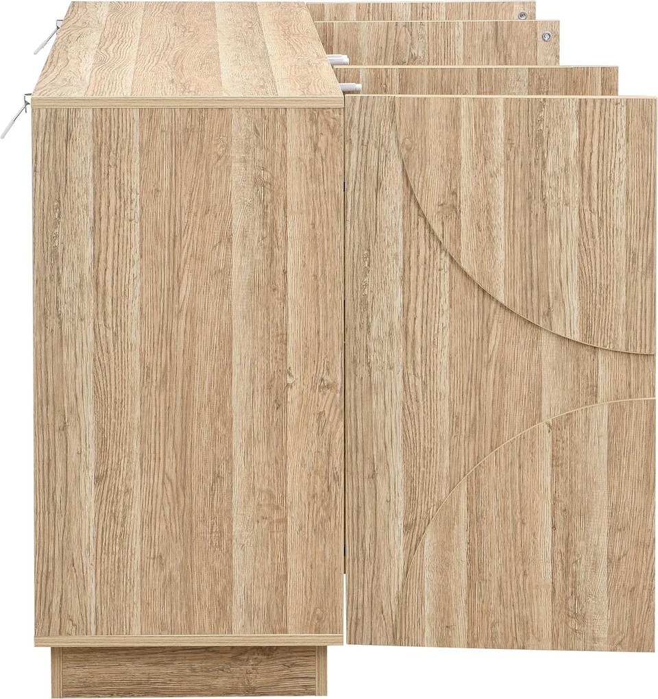 Bufet cu mult spațiu de depozitare, design scandinav-minimalist, 160x40x80 cm, Culoare naturală