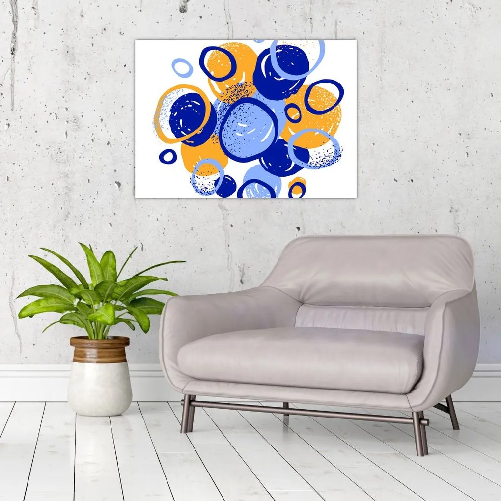 Tablou pe sticlă - Motiv luminos cu cercuri (70x50 cm)