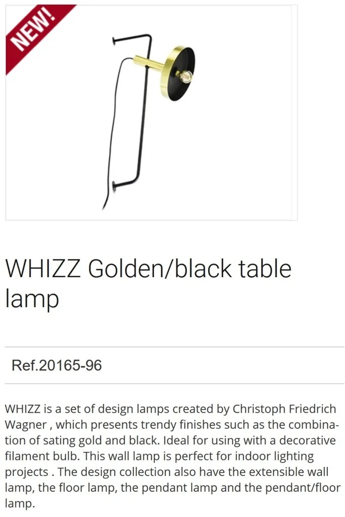 Lampa de perete design modern WHIZZ auriu/negru