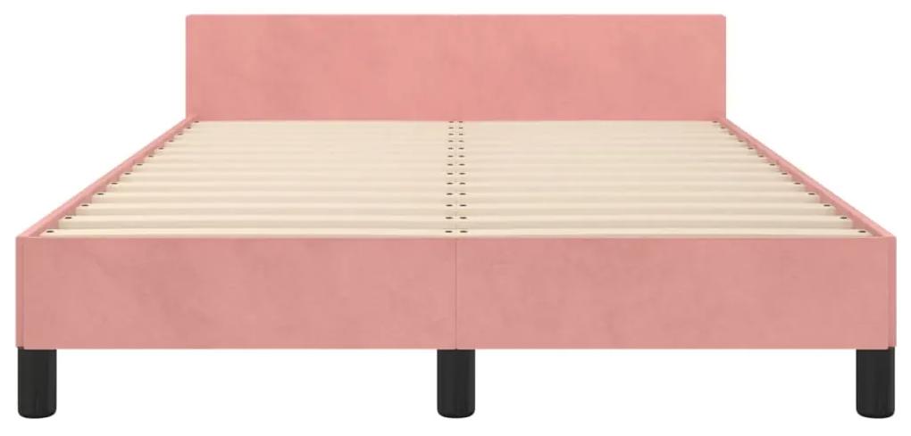 Cadru de pat cu tablie, roz, 120x200 cm, catifea Roz, 120 x 200 cm, Culoare unica si cuie de tapiterie