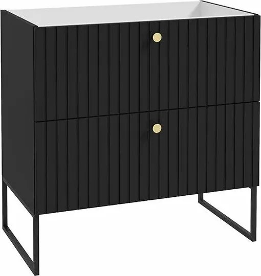 Dulap suspendat pentru lavoar negru mat Defra Fuego 80 cm
