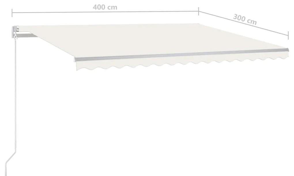 Copertina retractabila manual cu LED, crem, 400x300 cm Crem, 400 x 300 cm
