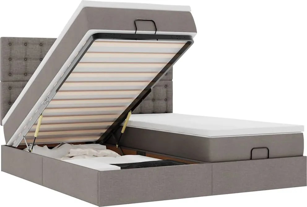 vidaXL Cadru de pat otoman cu saltele Taupe 180x200cm Material