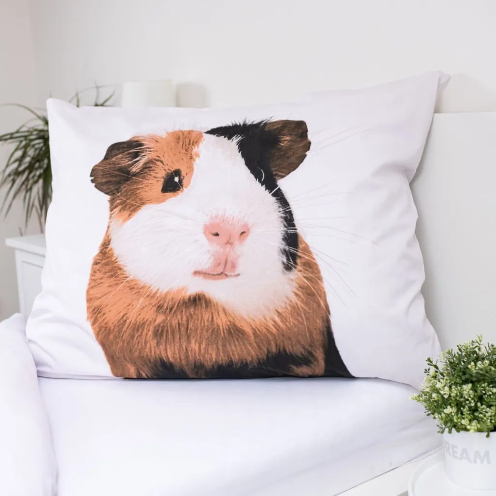 Animale Set de lenjerie de pat cu porcușor de Guineea 140×200cm, 70×90 cm