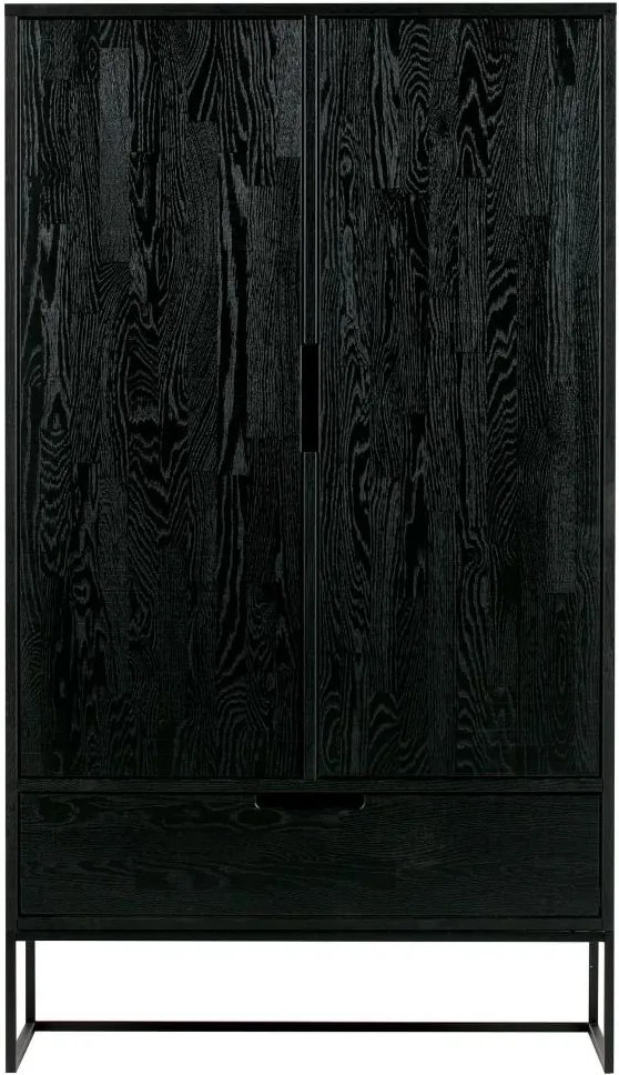 Cabinet negru cu doua usi si un sertar din lemn de frasin Silas Black | WOOOD