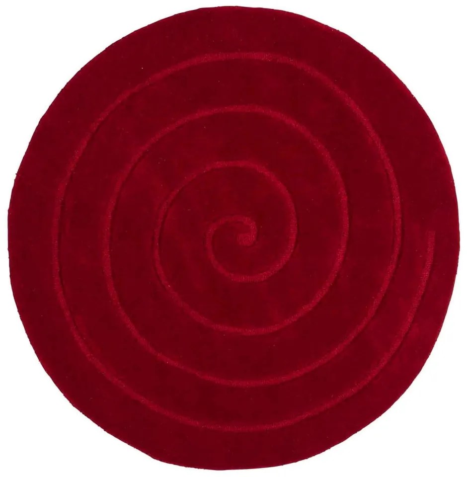 Covor rotund din lână Think Rugs Spiral, ⌀ 140 cm, roșu rubin